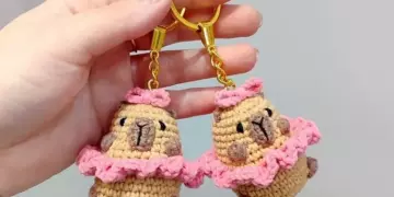 Crochet capybara keychain