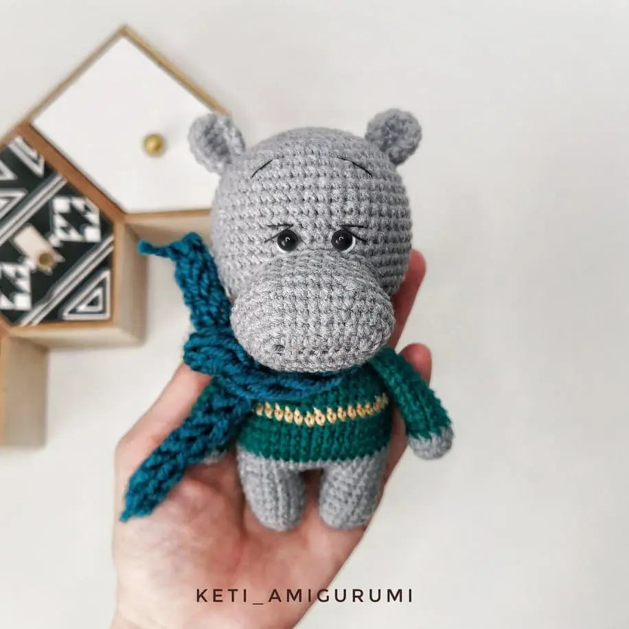 Crochet little hippo amigurumi