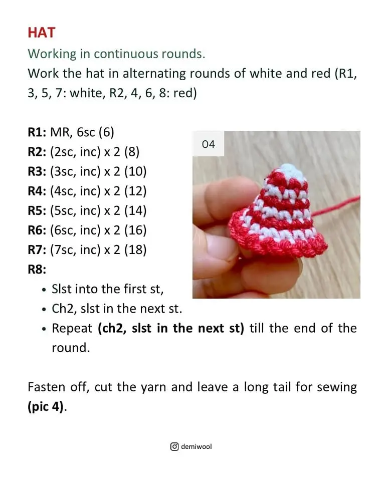 Christmas hat for a toy pattern