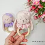 Crochet bunny baby rattle