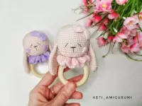 Crochet bunny baby rattle