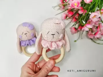 Crochet bunny baby rattle
