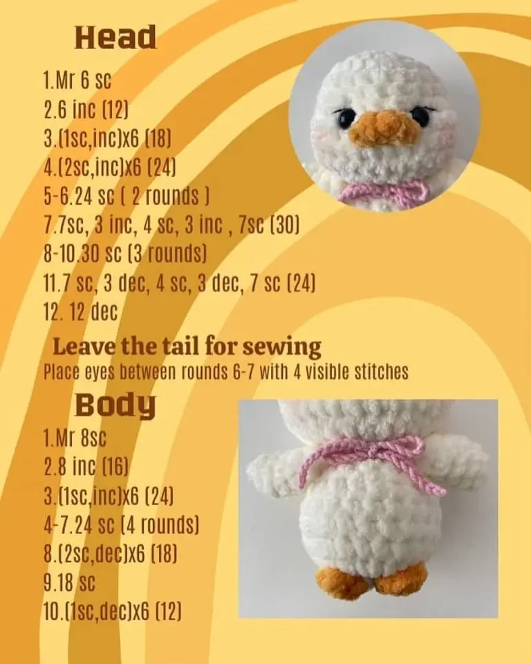 Free amigurumi duck pattern