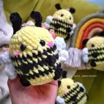 Crochet plush bee keychain