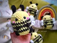 Crochet plush bee keychain