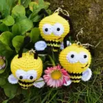 Crochet funny bee keychain