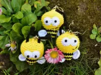 Crochet funny bee keychain
