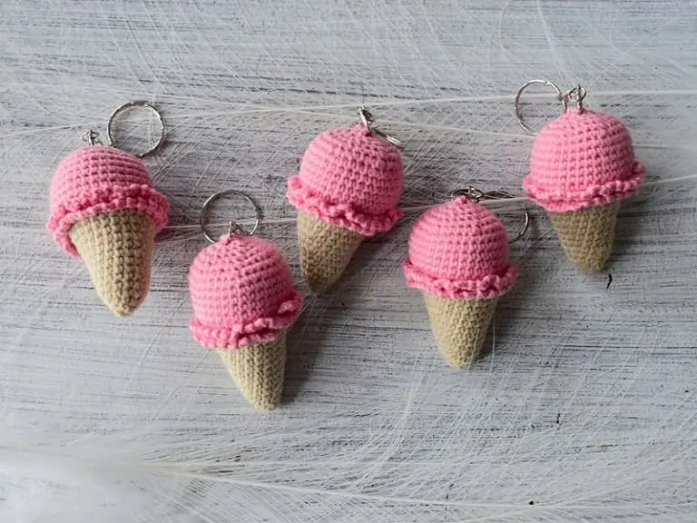 Crochet ice cream keychain