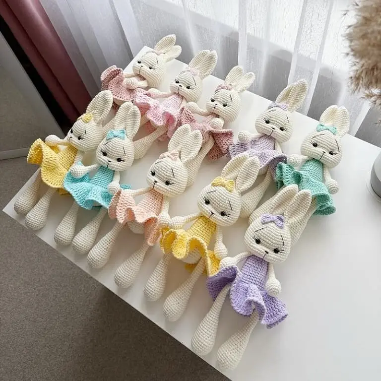 Amigurumi bunny in dress crochet toy